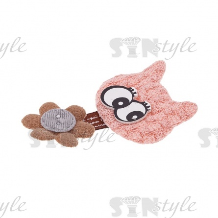 Аппликация 3D "Котик", цвет грязно-розовый+серый, размер 60х35 мм фото 2