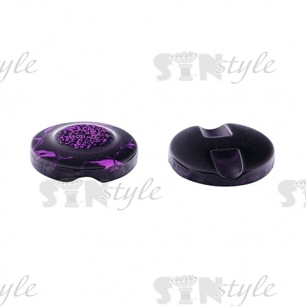 Пуговица пластиковая на полуножке, размер 34L, цвет фиолетовый с блестками фото 2