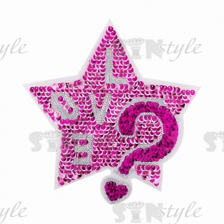 Аппликация на сетке из пайеток "Звезда", размер 210х225 мм, цвет розовый+золотой фото 2