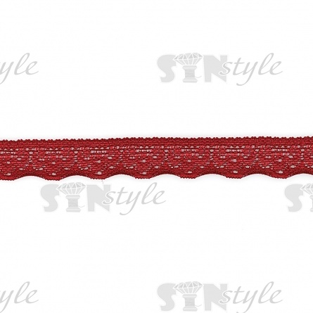 Кружево эластичное, ширина 17 мм, цвет бордовый, намотка 100 ярдов фото 2