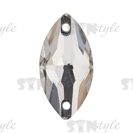 Стразы пришивные стеклянные, форма лодочка, цвет белый прозрачный, размер 10*19  мм  фото 1