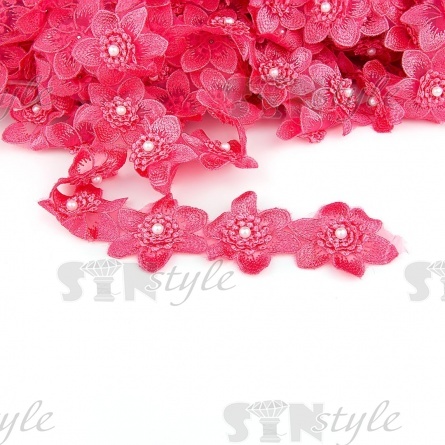 Цветочки из капроновой ленты, ширина 60 мм, намотка 20 ярдов, цвет коралловый (№29)  фото 1