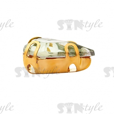 Стразы пришивные акриловые в цапах, форма капля, цвет золото+мятный, размер 6х10мм, 200 шт/уп. фото 2