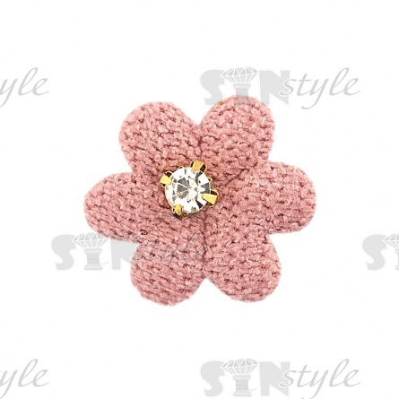 Аппликация 3D "Цветочек" со стразой, цвет грязно--розовый, размер 25 мм фото 1