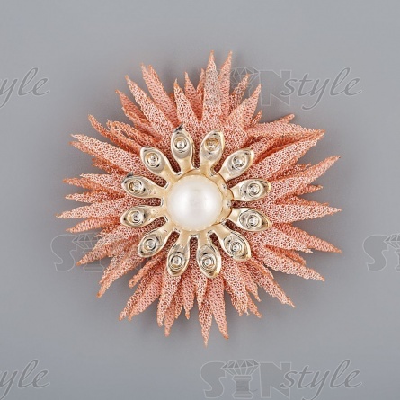 Цветочки декоративные, цвет персиковый, диаметр 45 мм, фото 1