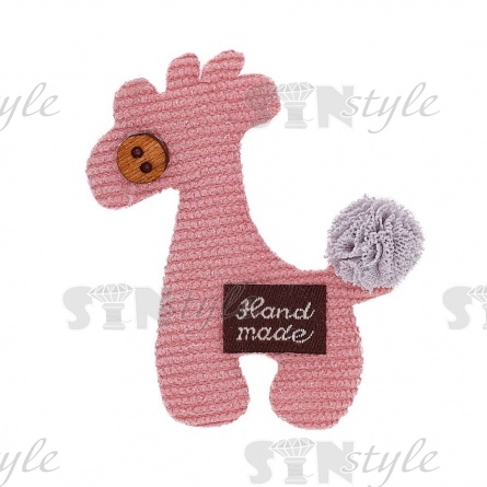 Аппликация 3D "Лошадка", цвет грязно-розовый, размер 50х60 мм фото 1