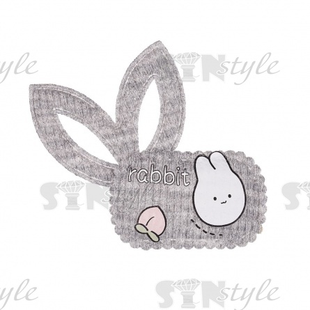 Аппликация 3D "Зайчик", цвет серый, размер 60х55 мм фото 1
