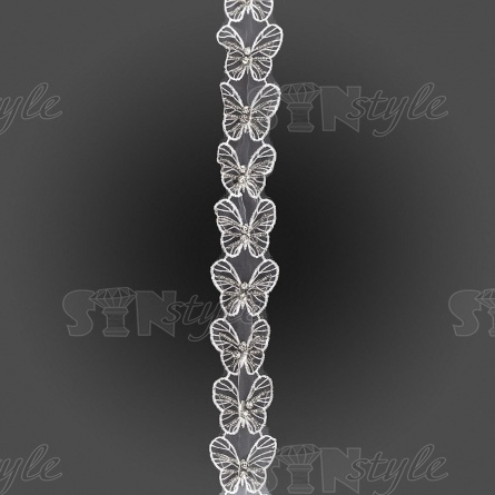 Бабочки из капроновой ленты, цвет белый, ширина 40 мм, намотка 15 ярдов, цвет белый фото 3