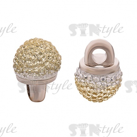 Пуговица пластиковая на ножке шарообразной формы, размер 18L, цвет шампань, прозрачная фото 2