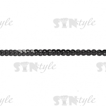 Пайетки на нитке, d=3 мм, цвет черный радужный фото 1