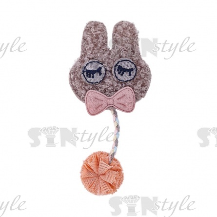Аппликация 3D "Зайчик", цвет серый+грязно-розовый, размер 50х110 мм фото 1