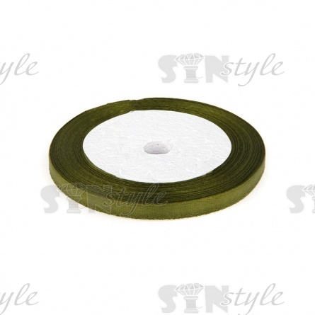 Декоративная лента атласная, ширина 6 мм, намотка 25 ярдов, цвет хаки (№055) фото 1