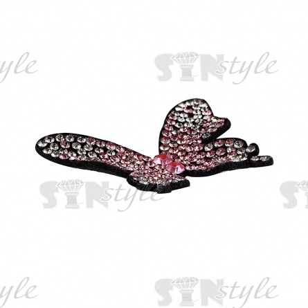 Аппликации с элементами из страз, цвет грязно-розовый, размер 42х35 мм фото 2