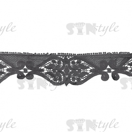 Кружево вязаное ажурное, ширина 120 мм, цвет черный, намотка 15 ярдов фото 2