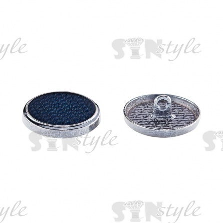 Пуговица металлическая на ножке, темный никель с темно-синим, 28L фото 2