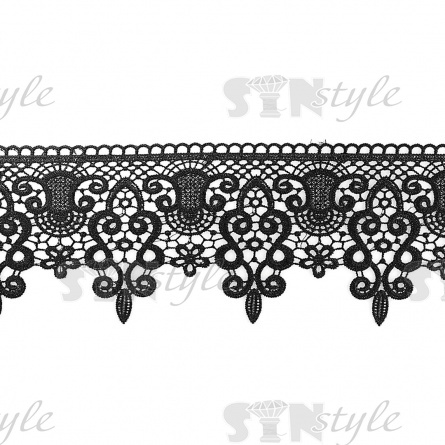Кружево ажурное, ширина 110 мм, цвет черный, намотка 15 ярдов фото 1