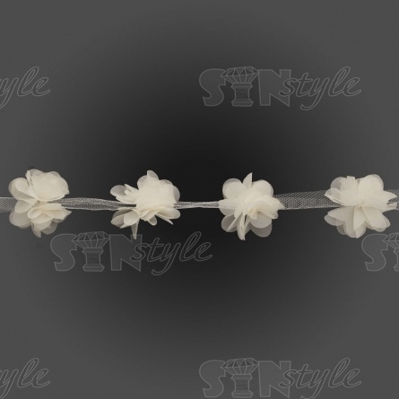 Кружево "Цветочки", ширина 60 мм, цвет шампань (98), намотка 10 ярдов фото 2