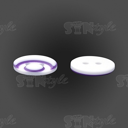 Пуговица пластиковая на два прокола, размер 20L, цвет белый/фиолетовый фото 3