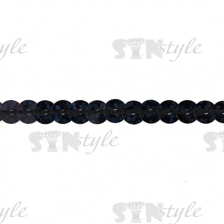 Пайетки на нитке, d=6 мм, цвет черный радужный, намотка 100 ярдов фото 1