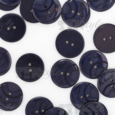 Пуговица пластиковая на два прокола, размер 40L. цвет темно-синий фото 4