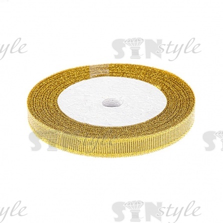 Лента люрикс, ширина 10 мм, цвет золотой, намотка 25 ярдов фото 1