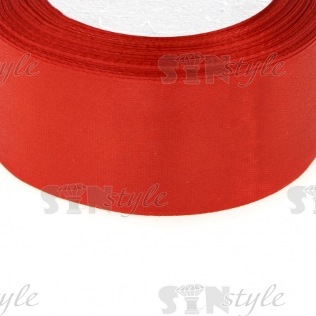 Декоративная лента атласная, ширина 38 мм, намотка 25 ярдов, цвет красный (№026) фото 2
