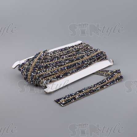 Лента декоративная с бисером и стразами на термоклеевой основе, ширина 25 мм, намотка 5 Y  фото 2