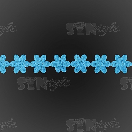 Декоративная лента из цветочков, цвет синий, ширина 20 мм, намотка 20 ярдов фото 3