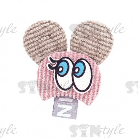 Аппликация 3D "Мышка", цвет грязно-розовый+серый, размер 37х42 мм фото 1