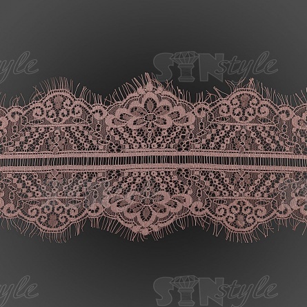 Кружево "Французское", ширина 140 мм, цвет грязно-розовый-1, длина 3 метра фото 1