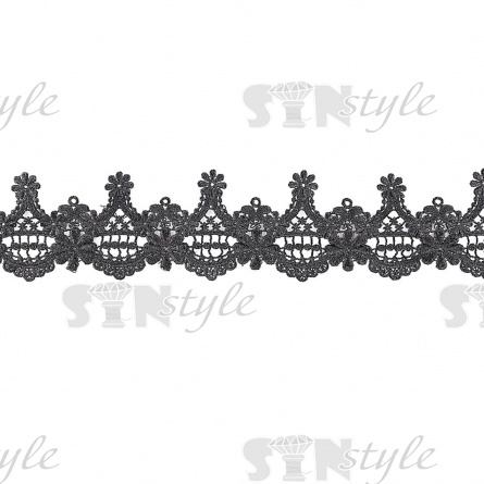 Кружево ажурное, красивая воздушная гирлянда с причудливым узором и резным краем, ширина 65 мм, цвет черный, намотка 15 ярдов фото 1