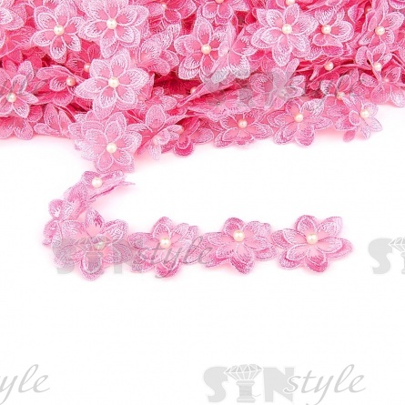 Цветочки из капроновой ленты, размер 45 мм, намотка 20 ярдов, цвет темно-розовый (№ 25) фото 1