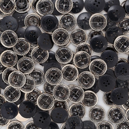 Пуговица пластиковая на четыре прокола, размер 28L, цвет золотой/черный фото 4