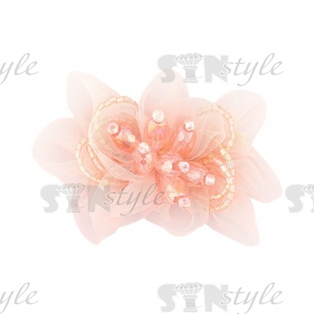 Аппликация с элементами из бисера, цвет розовый, размер 70х50 мм фото 1