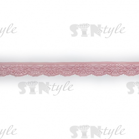 Кружево эластичное, ширина 25 мм, цвет розовый, намотка 15 ярдов, материал лайкра  фото 1