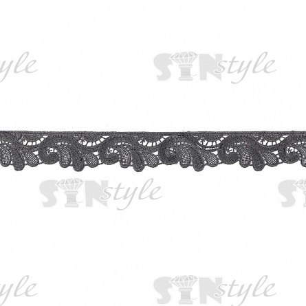 Кружево ажурное, красивая нежная гирлянда с резным краем, ширина 35 мм, цвет черный, намотка 15 ярдов фото 1