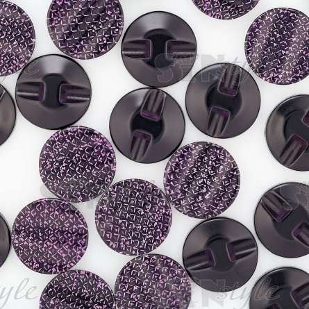 Пуговица пластиковая на полуножке, размер 34L, круглой формы, шляпка волнистая, цвет фиолетовый с блестками фото 3