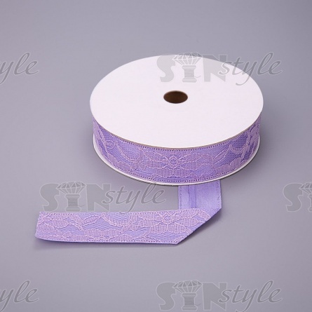 Декоративная лента двухслойная, цвет фиолетовый, ширина 25 мм, намотка 20 ярдов фото 1