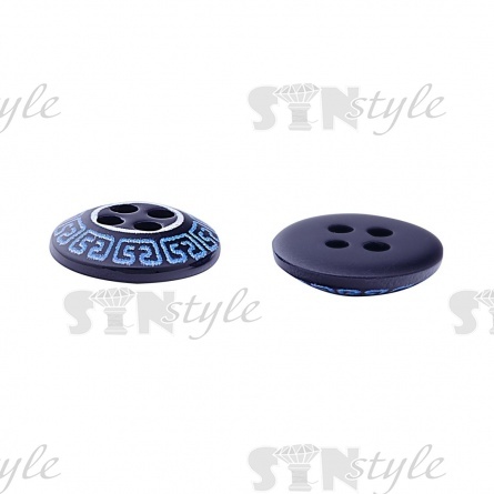 Пуговица пластиковая на четыре прокола, размер 18L, цвет черный/синий фото 3