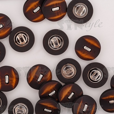 Пуговица пластиковая на ножке, черная с желтым, 44L фото 3