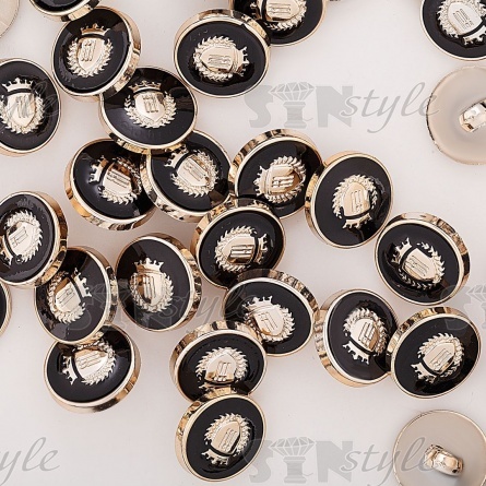 Пуговица пластиковая на ножке, размер 28L, цвет золото+черный фото 3