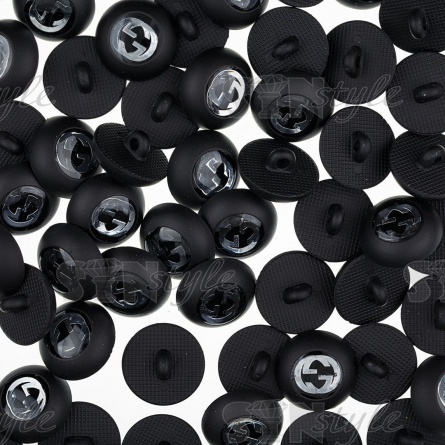 Пуговица пластиковая на ножке, 34L, черная с серебром фото 1