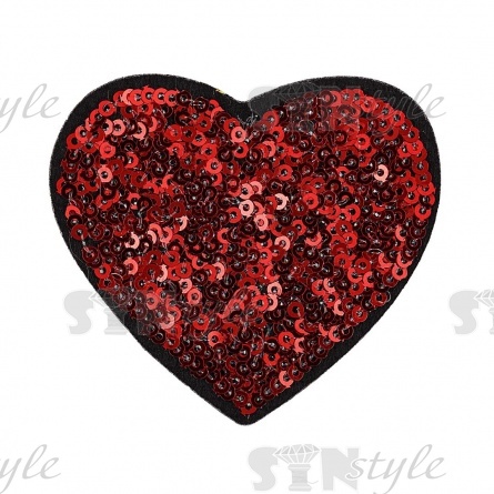Термоаппликация "Сердечко" с пайетками, размер 68х60 мм фото 1