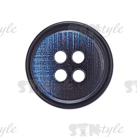 Пуговица пластиковая на четыре прокола, размер 24L, цвет синий фото 2