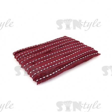 Декоративная тесьма букле с бахромой, цвет бордовый, ширина 25 мм, намотка 45 ярдов фото 3