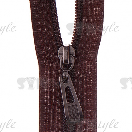 Молния спираль, тип 5 ,разъемная, длина 100 см, цвет 304 (т.коричневый), бегунок темный никель фото 1