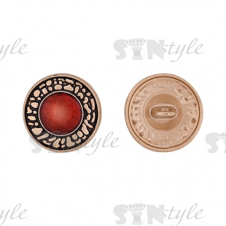 Пуговица металлическая на ножке, золотая с бордовым, 32L фото 1