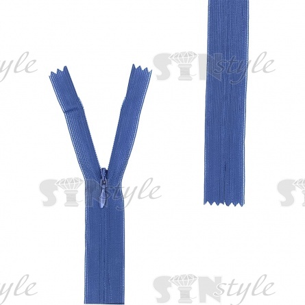 Молния спираль, тип 3, потайная, неразъемная, основа капрон, длина 50 см, цвет 381 (синий), бегунок цвета основы фото 1