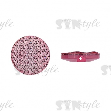 Пуговица пластиковая на полуножке, размер 34L, круглой формы, шляпка волнистая, цвет розовый с блестками фото 1