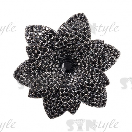Аппликация с элементами из страз, цвет черный, диаметр 60 мм фото 1